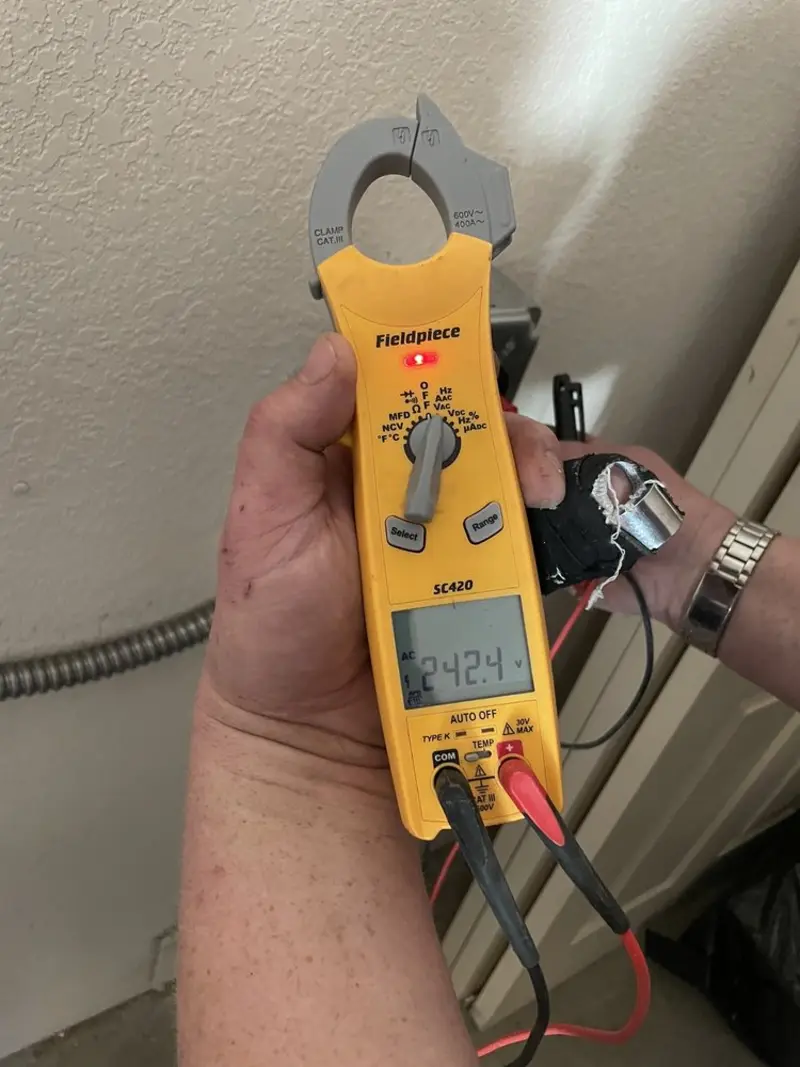 Voltage testing with clamp meter during Generator Installation in American Canyon